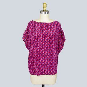 JOIE MEADOW CURRENT 100% SILK ABSTRACT CUTOUT COLD SHOULDER TOP